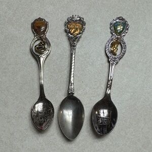 Set of Three Collectible Silver Spoons with Crests